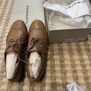 NEW Clergerie Jensen Womens Shoes US size 10/EU 40.5 Nude brown leather color.